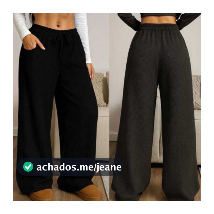 Calça Pantalona Feminina Social Tecido Anarruga Malha Importada Tendência Cintura Alta Perna Larga
