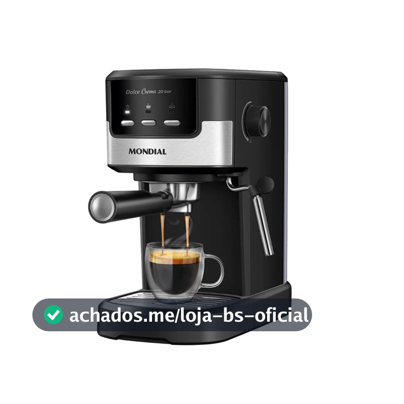 Cafeteira Espresso Dolce Crema 20 Bar Mondial Preto/Inox 1200W - C-21-E-CNP com adaptador para cápsulas Nespresso
