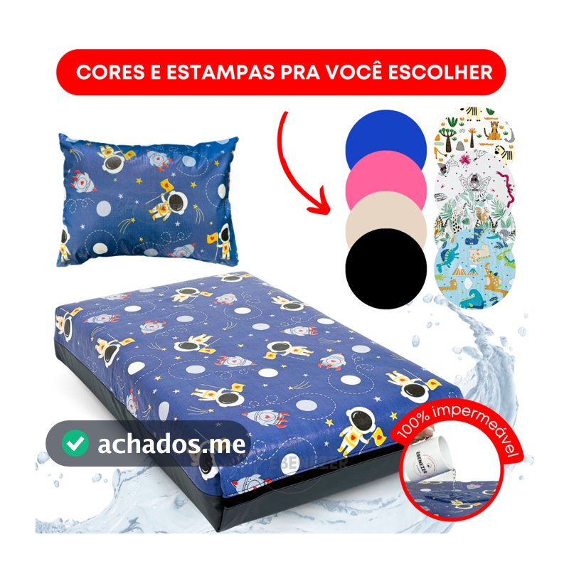 Capa Colchão Impermeável Protetor Berço Mini Cama Solteiro Fronha Travesseiro Impermeável Antixixi