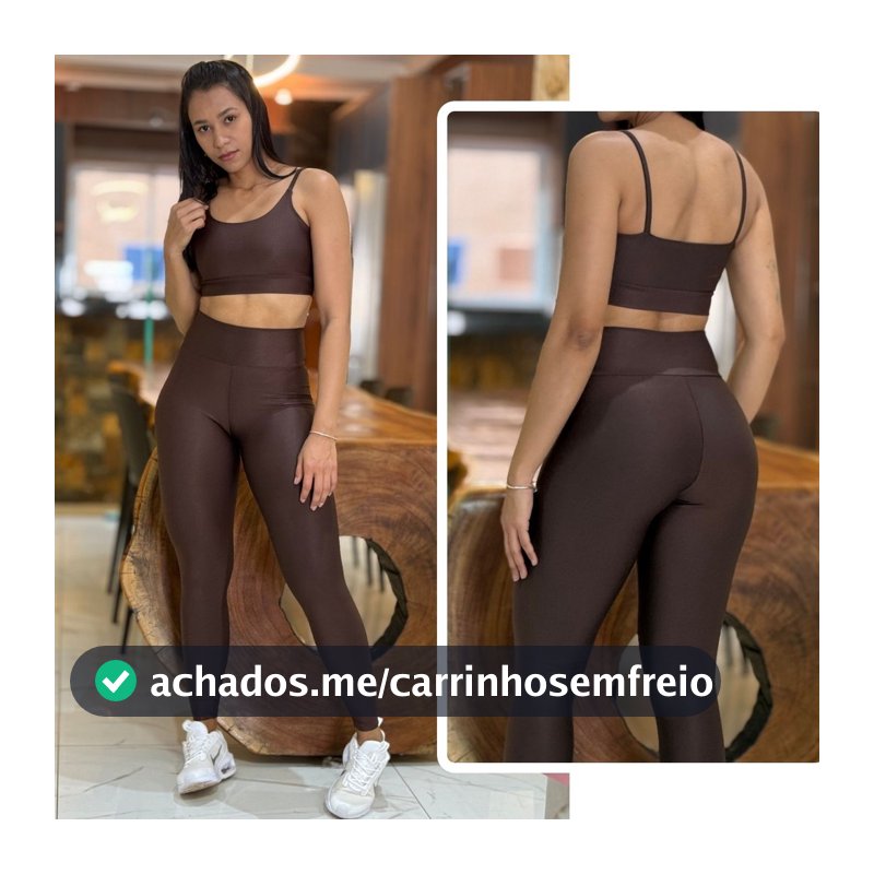 Conjunto Feminino de Academia Calça Legging + Top com Alta Compressão e Zero Transparência