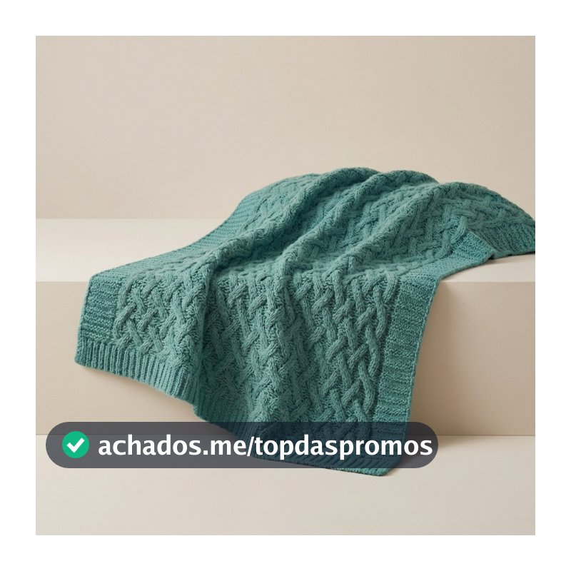 Manta Grande de Tricô Ponto Grosso Para Sofá Poltrona Cobertor Cama 150x120cm Usufruto Decoração Sala O05