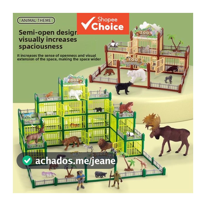 Brinquedos educativos de modelos de mundo animal simulado infantil, colagem de educação infantil, vida selvagem castelo