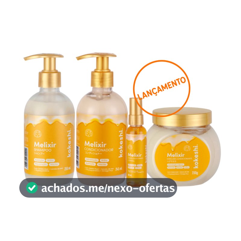 Kit Shampoo + Condicionador + Máscara + Sérum Melixir Kokeshi