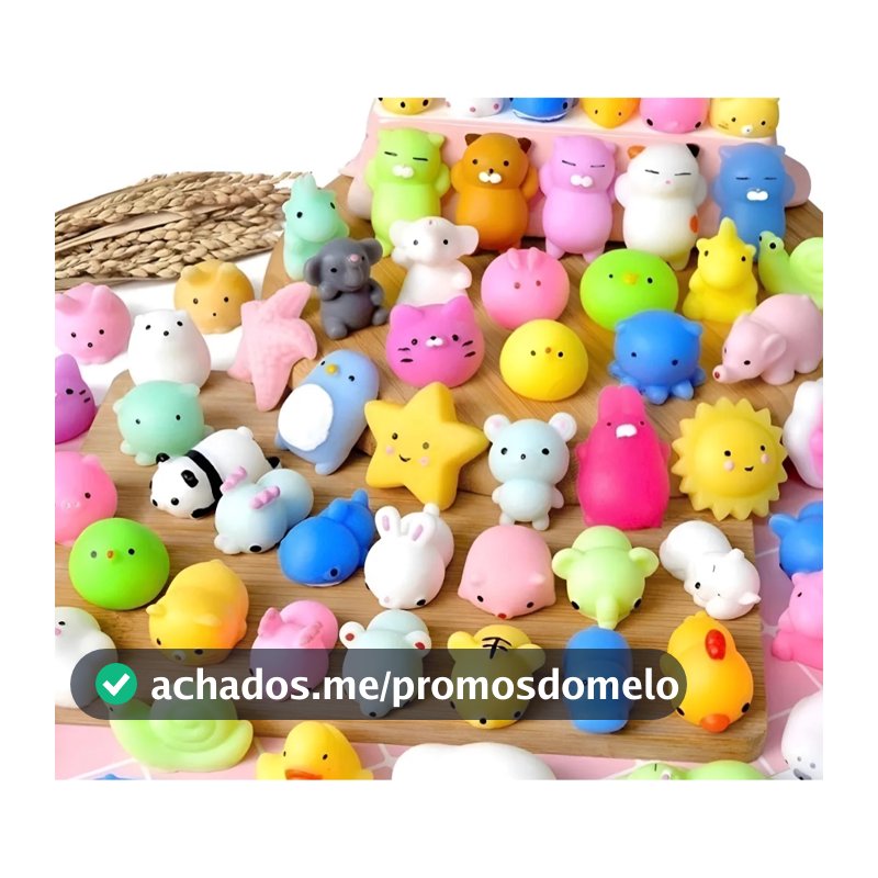Kit c/ 10/20/30/50 Peças Bichinhos Mochi Macio De Apertar Alivio Estresse Fidget