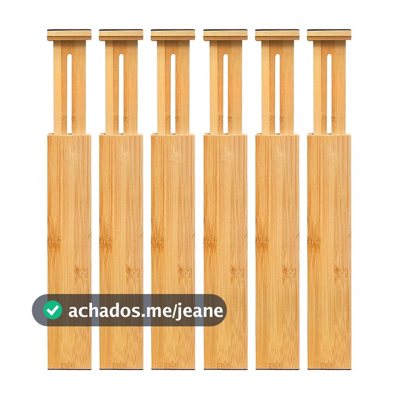6 peças Divisor de gaveta de cozinha em bambu Organizador de gaveta de meias ajustável