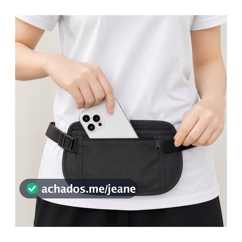 Pochete Doleira Slim Ultrafina Oculta Impermeável Porta Celular Dinheiro e Documentos