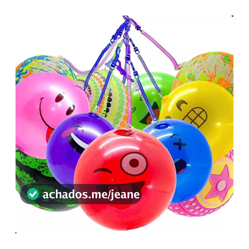 Kit Com 20  Bolas De Vinil Cordão Mola Inflável Sortidos Lembrancinha Infantil