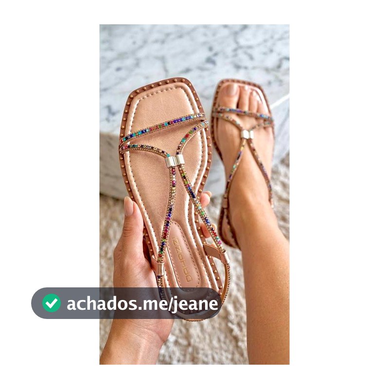 Sandalia Feminina Rasteira Dahazzi Luxo Brilho Strass Tendência Chinelo Conforto Lançamento