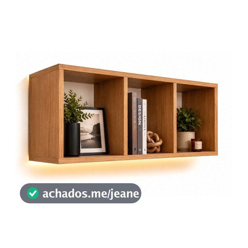 Prateleira Nicho de Parede 3 Nichos Madeira  Estante Suspensa Decorativa para Sala Quarto Escritório Banheiro