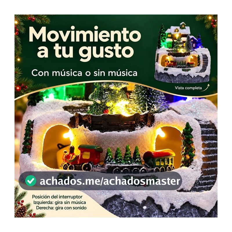 Casa de Neve Natalina 2026 Premium LED Música Trem em Movimento Decoração de Mesa Sala Quarto e Escritório