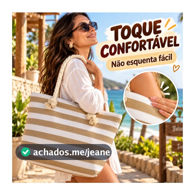 Bolsa de Praia Listrada Grande Capacidade Resistente à Umidade com Alça de Corda Ideal para Passeios na Praia