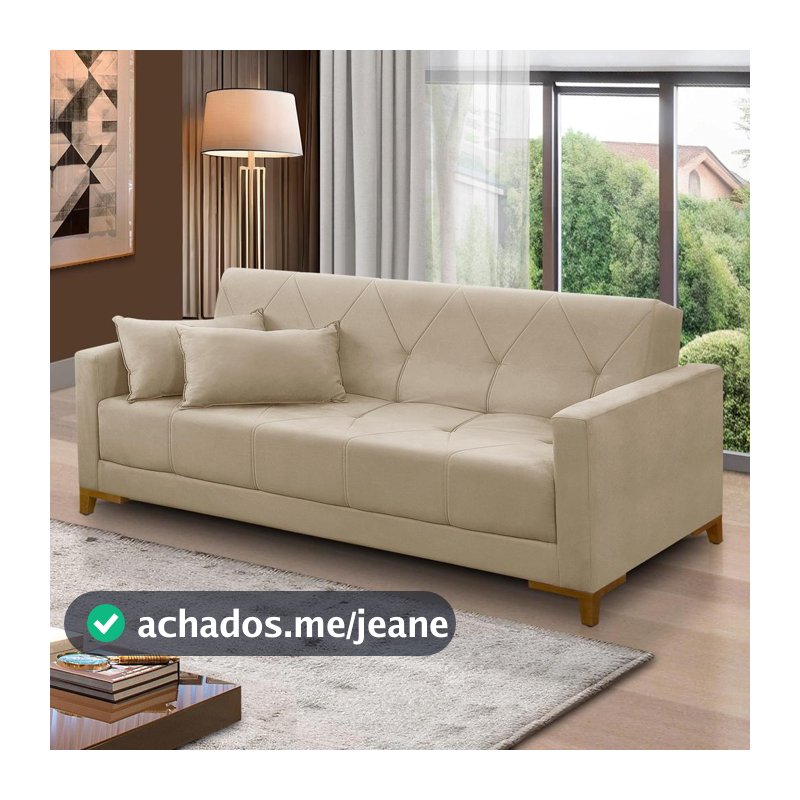 Sofá Cama 3 lugares 2,00m Aurora Suede Adonai Estofados