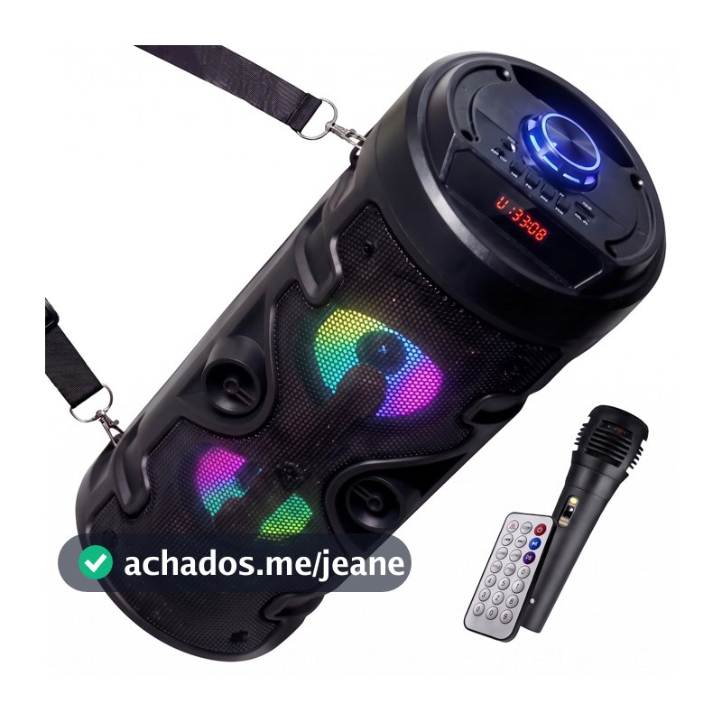 Caixa De Som Alto Falante Torre Bluetooth Grave Som Potente Rgb Microfone Aux Controle P2 Micro SD USB Radio FM Karaoke
