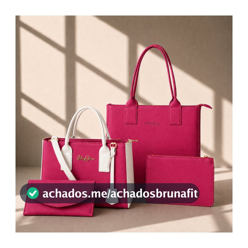 Bolsas Femininas Gaby Show Moda Feminina, Bolsa Média + Sacola Grande + Necessaire + Carteira