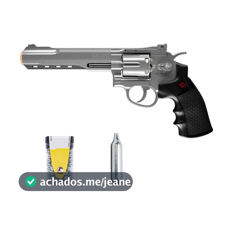 Revólver de Pressão Co2 SR357 Silver 4.5mm – Crosman + Cilindro + Esfera