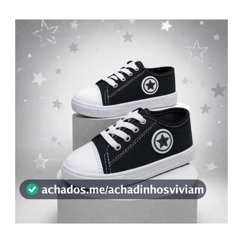Tênis Infantil Sapatênis Casual Criança Modelo Unissex Preto Menino Menina Promoção Original