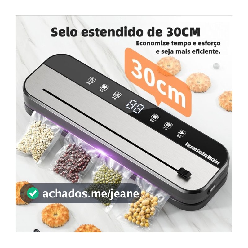 Seladora a vácuo totalmente automática para conservação de alimentos, inclui 10 sacos para armazenamento de alimentos