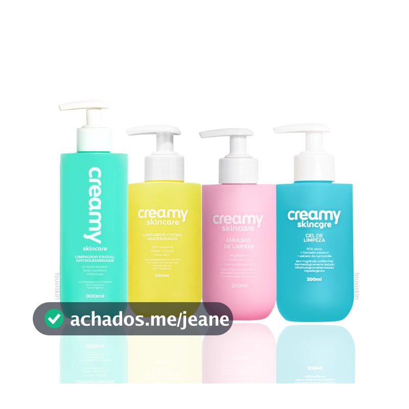 Creamy Skincare Limpador Facial Gel de Limpeza, Emulsão, Glicerinado, Antioleosidade, Pele Oleosa