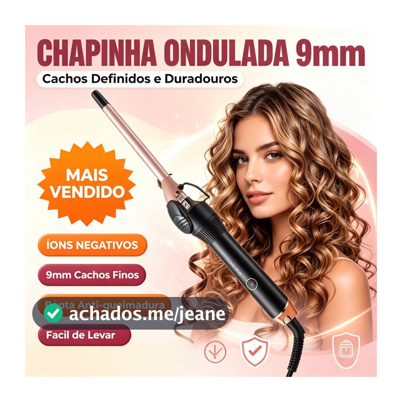 Modelador de Cachos Finos e Definidos Profissional Aquecimento Rápido Fazedor Babyliss 9mm Bivolt