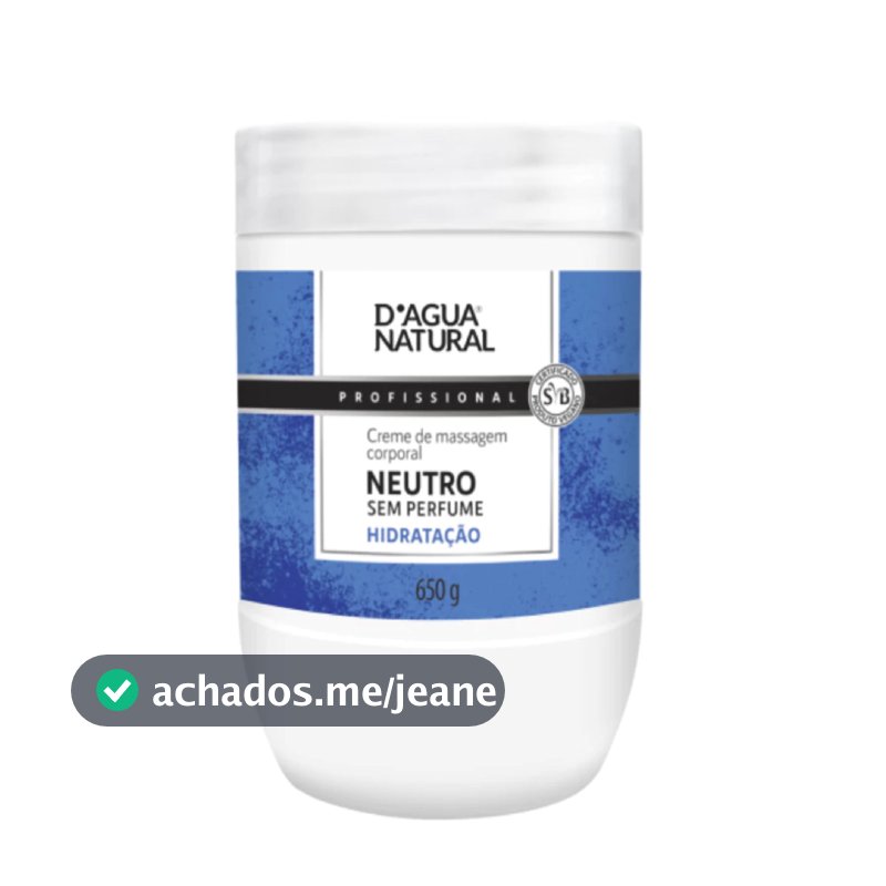 Dagua Creme de Massagem Corporal Neutro Hidratação 650g