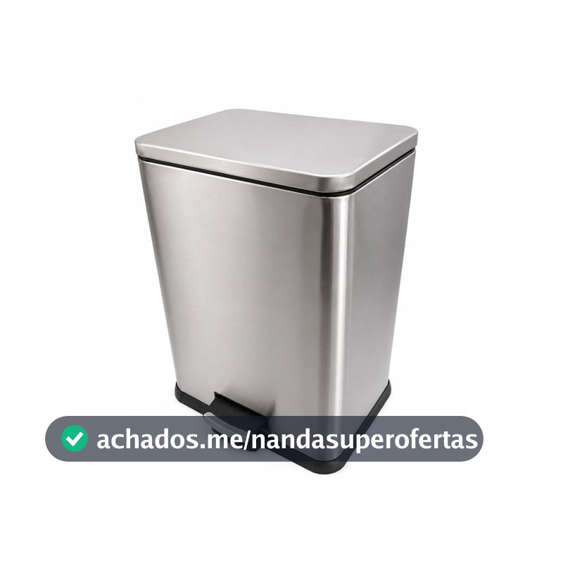 Lixeira Aço Inox Retangular 10/16,7L Cesto Removível Alça Pedal Banheiro Cozinha - Novo Modelo com Tampa de Fechamento
