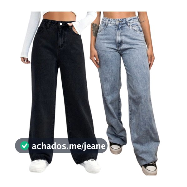CALÇA WIDE LEG FEMININA JEANS PANTALONA 100% ALGODÃO CALÇA UNIVERSITARIA