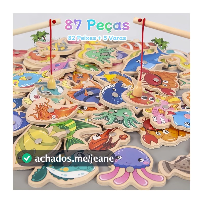 82pcs Jogo de Pesca Magnético de Madeira Brinquedo Montessori Brinquedo Educativo Presente para Crianças