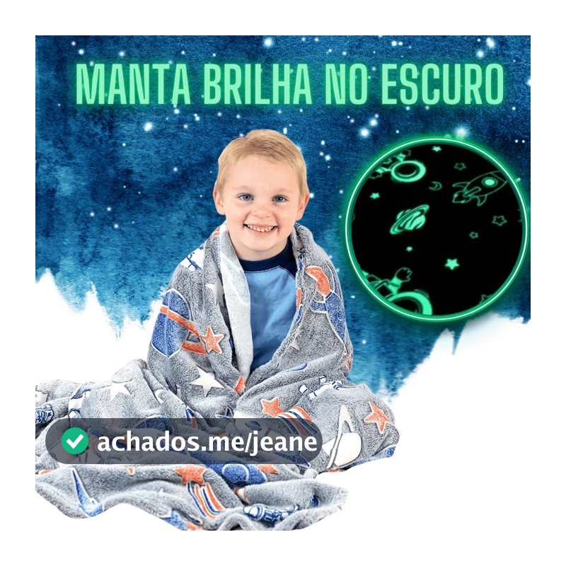Cobertor Manta Brilha No Escuro para Crianças 2,00mx1,80m