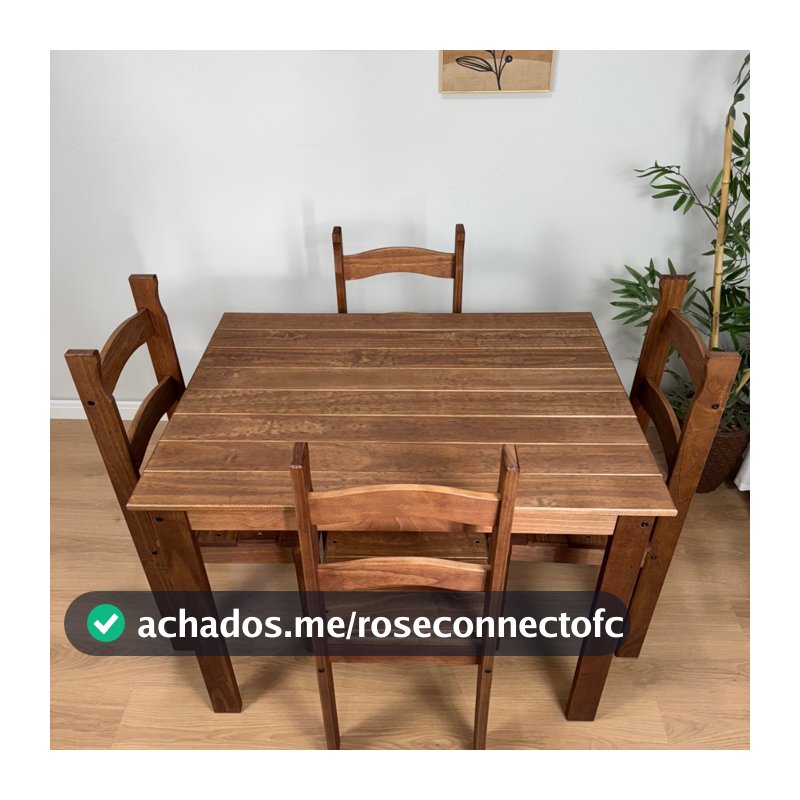 Jogo Mesa De Jantar 100x74 Com 4 Cadeiras Madeira Maciça