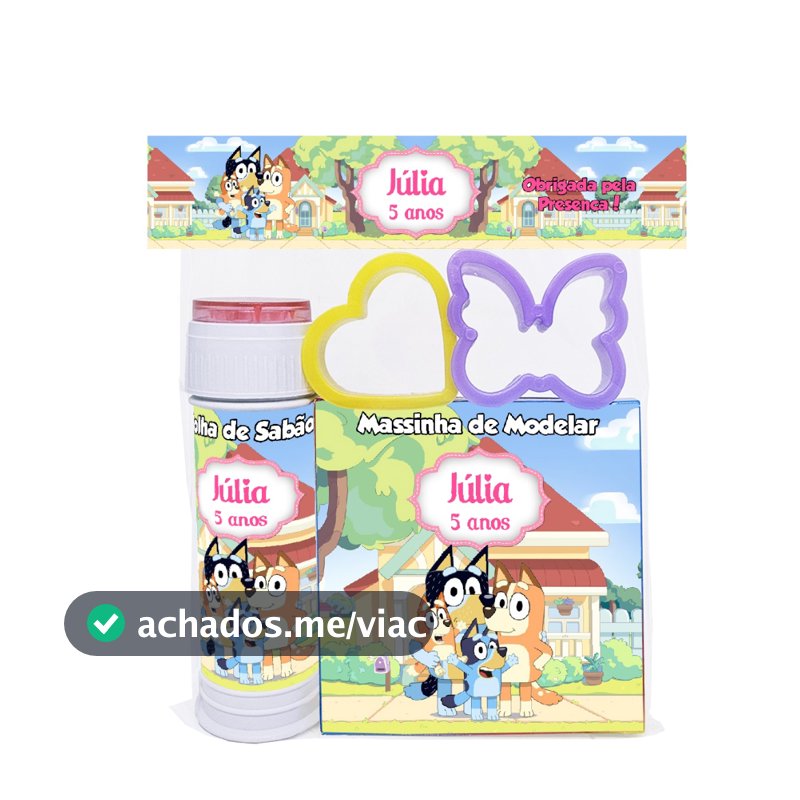 15 Massinha e Moldes + Bolinha de Sabão Bluey e Bingo Infantil