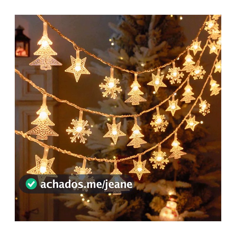 22M Cordão de Luz Solar LED Natal Estrela Floco de Neve Árvore Decoração para Jardim e Varanda