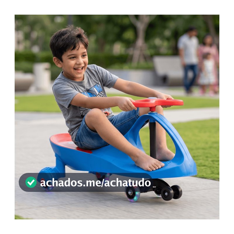 Carrinho Infantil Rolimã Gira Triciclo Roda Led Volante 360° Suporta 100kg Rosa Azul Vermelho Brinquedo Presente