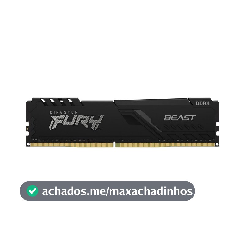 Memória RAM Kingston Fury Beast 8GB DDR4 3200MHz CL16 DIMM Preto KF432C16BB/8