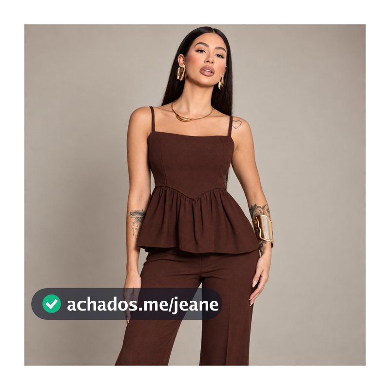 Bata Feminina Peplum em Tecido Marrant com Babados e Elástico  Elegante Tendência Gringa