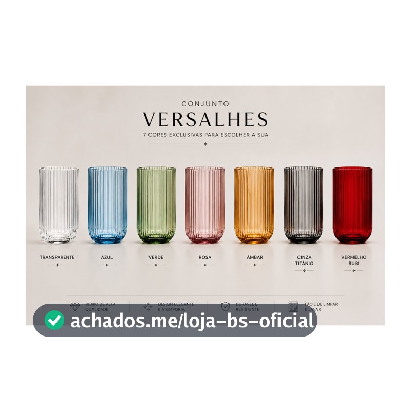 Jogo com 6 Copos De Vidro 460ml Versalhes Canelado