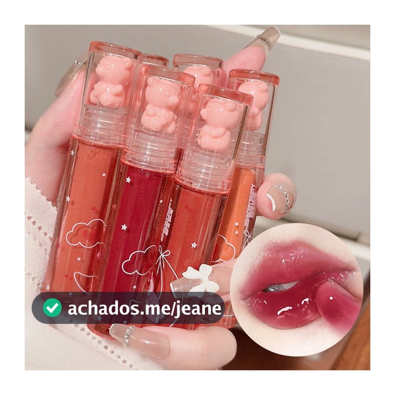 6 Cores Crystal Frozen Berry Bear Lip Glaze Batom De Maquiagem