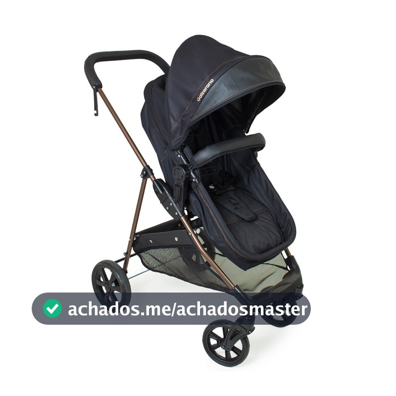 Carrinho de Bebê e Berço Moises Napoli Preto Cobre Galzerano