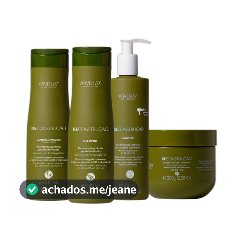 Kit Arvensis Reconstrução - Shampoo 300ml + Condicionador 300ml + Leave-in 300ml + Máscara 300ml