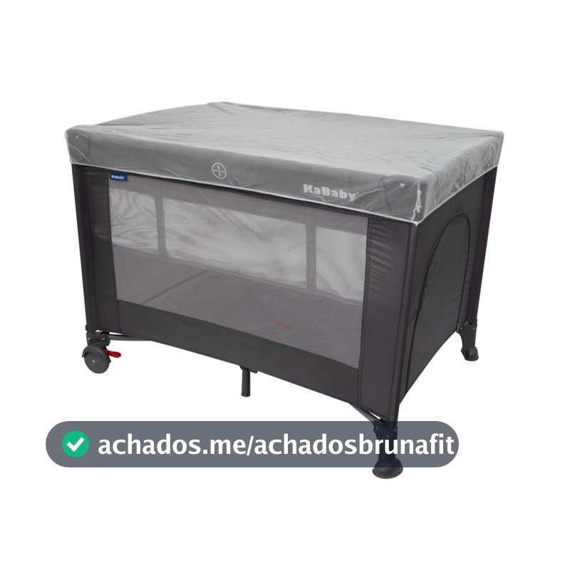 Berço Portátil Infantil Cercado Desmontável Com Bolsa Para Transporte e Mosquiteiro Explorer 0 a 15kg Cinza - KaBaby