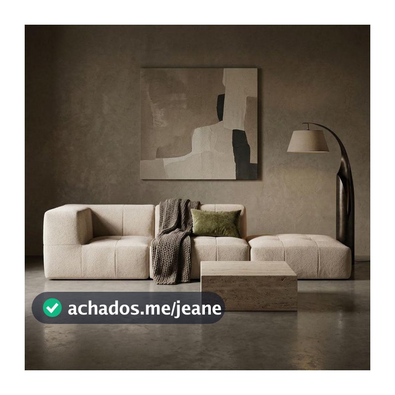 Sofá Modular 2 Lugares 1 Braço com Chaise em Boucle Confortável Para Sala Moderna Premium