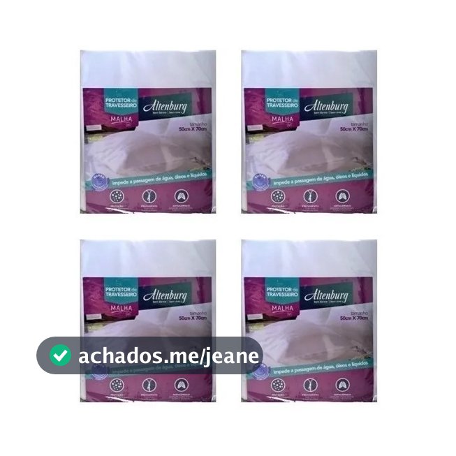 Kit 4 Capas Protetoras de Travesseiro Impermeável Protetor Poliéster Altenburg Malha Slim