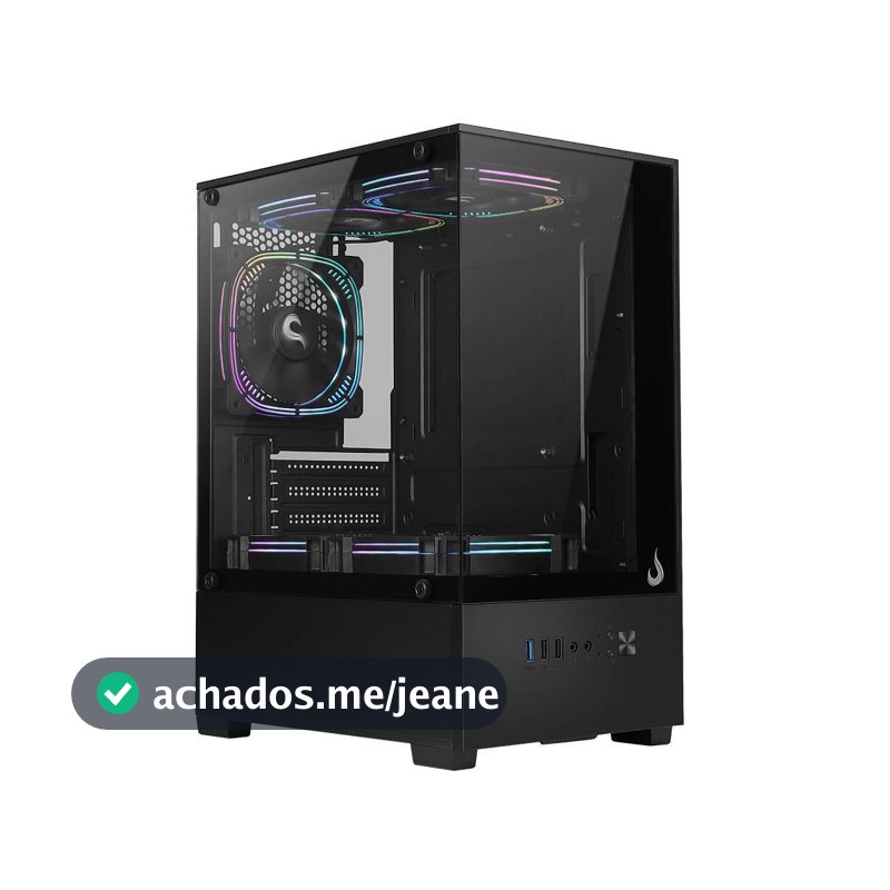 Gabinete Gamer Rise Mode Prisma Glass 01 Mid Tower Vidro Temperado USB 3.0 S/ Fans Preto - RM-CA-PRS-01-FB