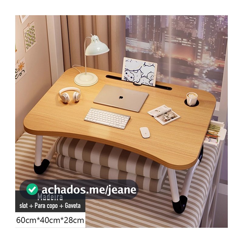 Mesa Para Notebook Portátil Dobrável Articulada em Mdf Suporte para Laptop Cama Estudo Porta Tablet superloja