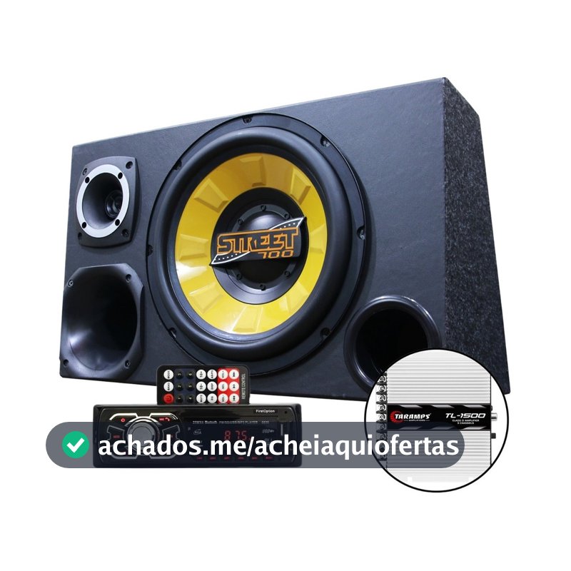 Kit Som Automotivo Caixa Trio Subwoofer Spyder 700w Radio Aparelho Bluetooth Modulo Amplificador Barra