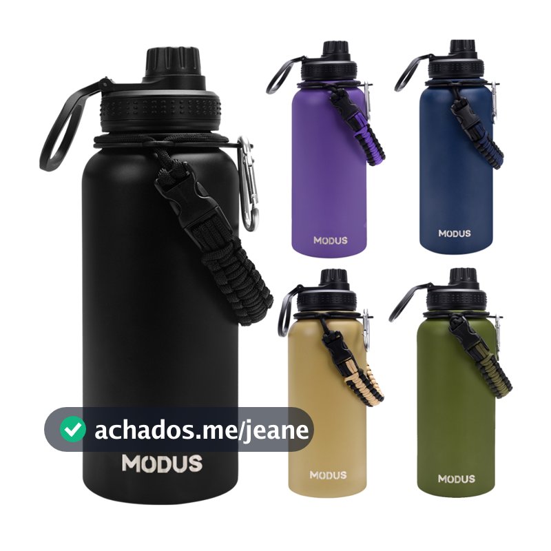 Garrafa Modus Térmica 1000ml Aço Inoxidável Com Alça Paracord Garrafa Térmica Café