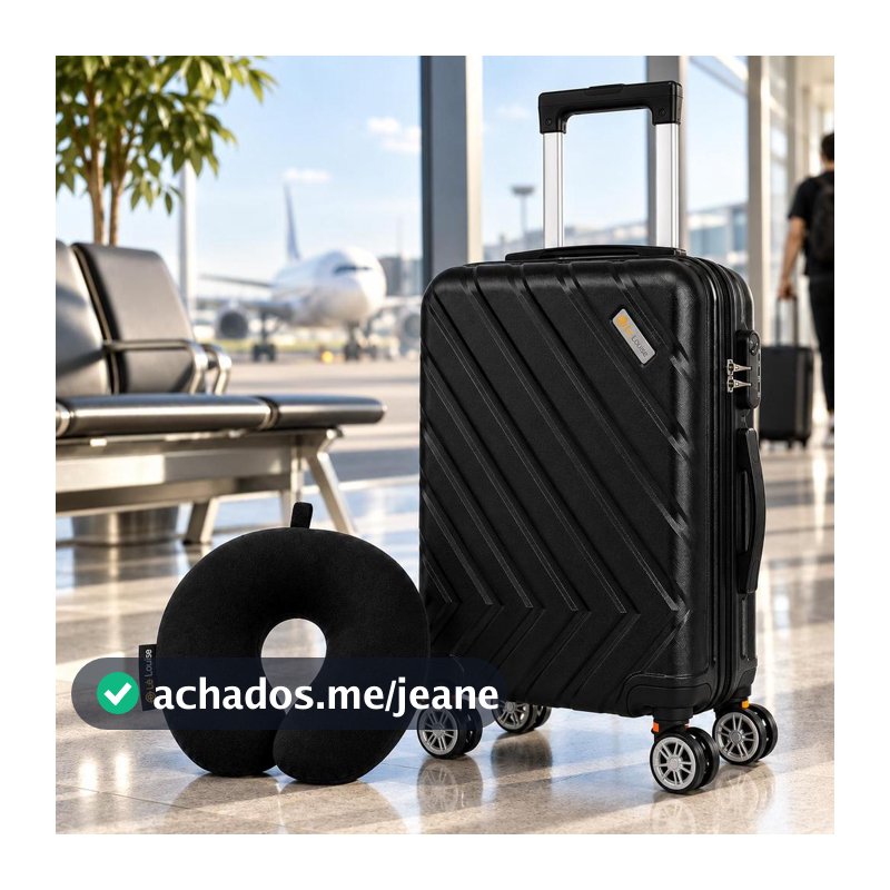 Mala de Viagem de Bordo 10kg com Travesseiro de Pescoço Mala Rígida  ABS Rodas Removíveis Giro 360º Permitida pela Anac