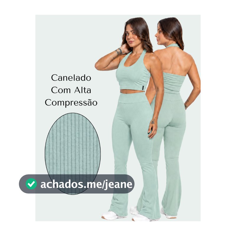 Conjunto Fitness Canelada Premium Cintura Alta Academia Feminina Alta Compressão