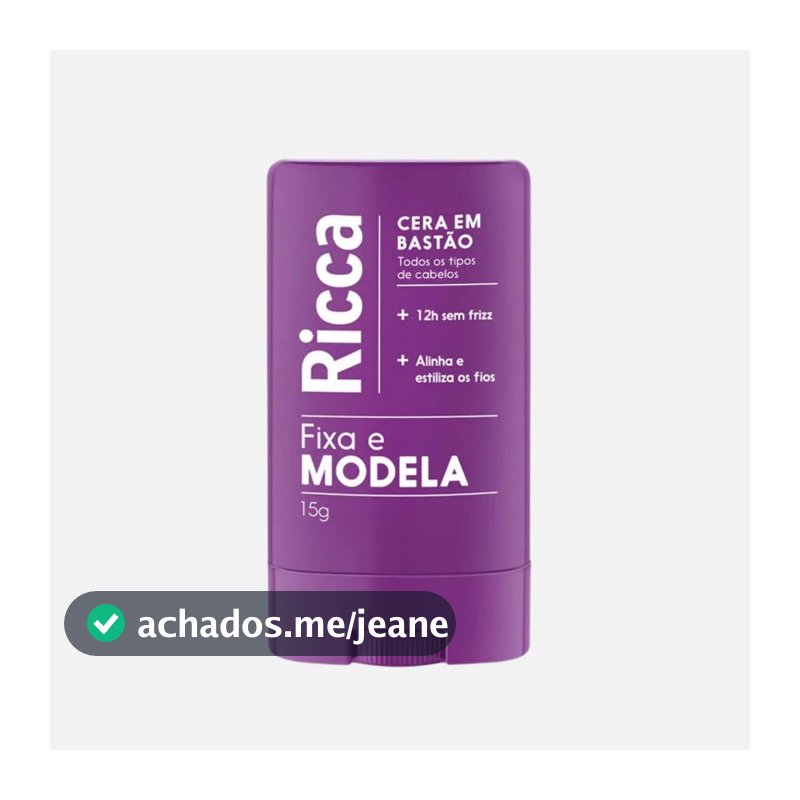 Cera em Bastão Ricca para Baby Hair Controle de Frizz 12h Acabamento Impecável Uso Diário 15g