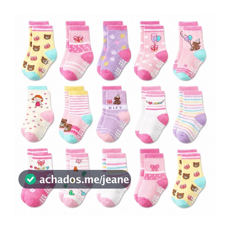 Kit Pares de Meias Infantil Feminina e Recém Nascidos Bebê Menina