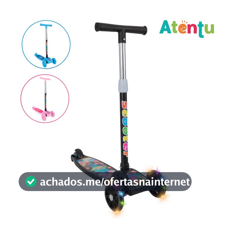 Patinete infantil 3 rodas com led luzes dobrável ajustável menino menina